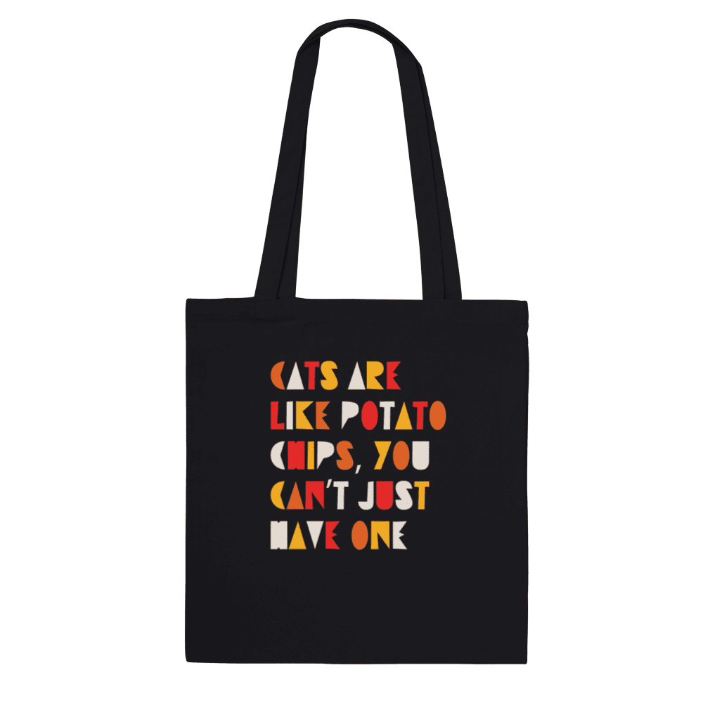 Cats Are Like Potato Chips Retro Black Tote Bag